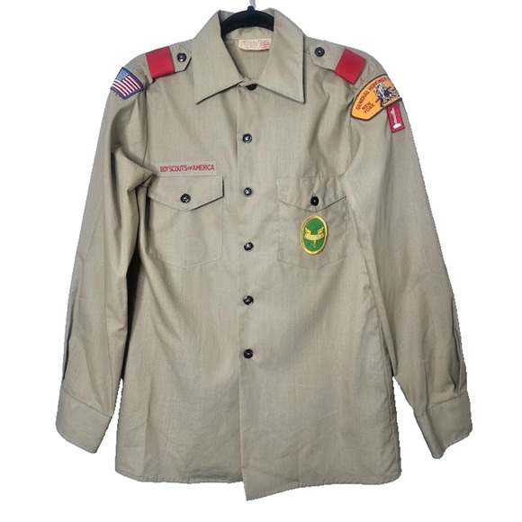 Boys Scouts of America Vintage Khaki Shirt Patches Mens Small Patches New York - Picture 1 of 13